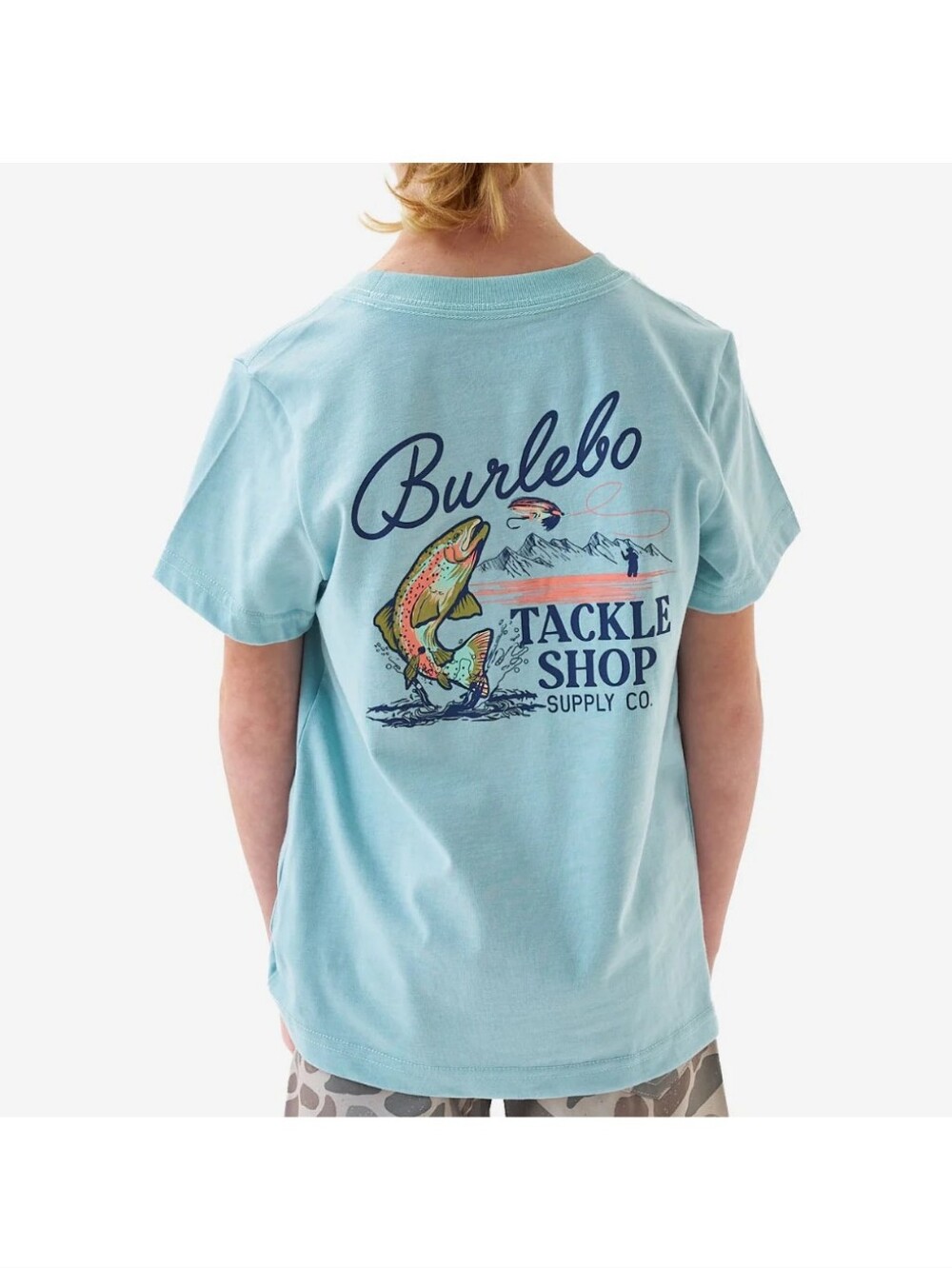 BURLEBO Youth Short Sleeve Tee - Tackle Shop - Sky Blue- M(8)